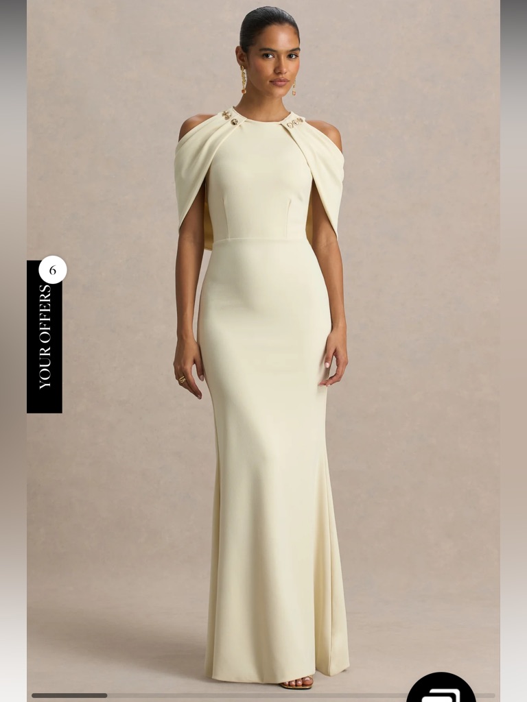 Club L Yulia Sand High-Neck Maxi Dress With Cape Sleeves